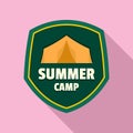 Summer camp tent logo, flat style Royalty Free Stock Photo