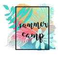 Summer camp , themed vacation poster, vector illustration. Royalty Free Stock Photo