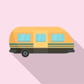Summer camp trailer icon, flat style