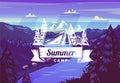 Summer camp typography design on vector background