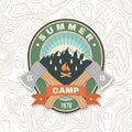 Summer Camp. Vector illustration. Concept for shirt or logo, print, stamp or tee. Vintage typography design with axe Royalty Free Stock Photo