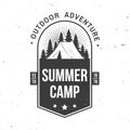 Summer camp. Vector illustration. Concept for shirt or logo, print, stamp or tee. Vintage typography design with Camper Royalty Free Stock Photo