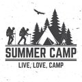 Summer camp. Vector illustration. Concept for shirt or logo, print, stamp or tee. Royalty Free Stock Photo