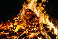 Summer campfire at night in nature in the camp