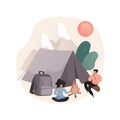 Summer camping abstract concept vector illustration.