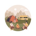 Summer camping abstract concept vector illustration.