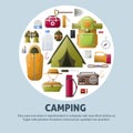 Summer camping and forest camp vector poster Royalty Free Stock Photo