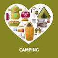 Summer camping heart vector poster Royalty Free Stock Photo