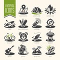 Summer camping icon set