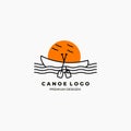 summer canoe line art icon logo minimalist vector illustration design Royalty Free Stock Photo