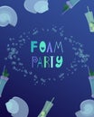 Summer card. A foam party. Recreation and entertainment. Cocktails, shells and bubbles. Design for greeting, flyer and print Royalty Free Stock Photo
