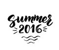 Summer 2016 card with hand drawn brush lettering Royalty Free Stock Photo