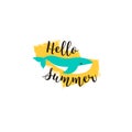 Summer card with hand drawn brush lettering. Summer background with calligraphic design elements, vector illustration Royalty Free Stock Photo