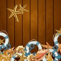 Summer Card with Sea Shells, Anchor, Lifeline