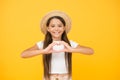 Summer care. Apply right sunscreen. Teen girl summer fashion. Little beauty in straw hat. Beach style for kids. Travel