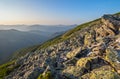 Summer Carpathian mountains evening view. Stony Gorgany massif, Ukraine