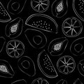 Summer Chalkboard Fruit Pattern Seamless Repeat Pattern Vector