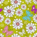 Summer cheerful seamless pattern with colorful butterflies Royalty Free Stock Photo