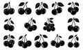 Summer cherry fruit collection in editable black vector style Royalty Free Stock Photo