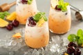 Summer cherry and peach coconut milk cocktail