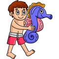 Summer Child Sea Horse Floater Cartoon Clipart