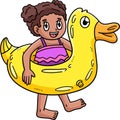 Summer Child Swim Ring Cartoon Colored Clipart