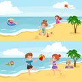 Summer children. Kids playing in the sand on beach Royalty Free Stock Photo