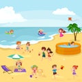 Summer children. Kids playing in the sand on beach Royalty Free Stock Photo