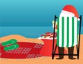 Summer christmas background. Santa claus in the beach Royalty Free Stock Photo