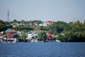 Summer city landscape in the city of Syzran. View of houses and river Resident of Syzran. Samara region.