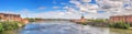 Summer city landscape, panorama, banner - view of the Garonne river in the city of Toulouse