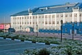 Summer in the city. View of the school building.