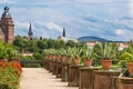 Summer cityscape - ancient Pompejanum, palace Johannisburg, As