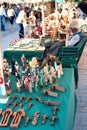 Summer cityscape - view of the folk fair on the Main Market Square in the Old Town of Krakow Royalty Free Stock Photo