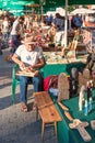 Summer cityscape - view of the folk fair on the Main Market Square in the Old Town of Krakow Royalty Free Stock Photo