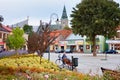 Summer cityscape - view of the square in the center of Cieszanow, in south-east Poland