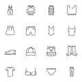 Summer clothes line icons set Royalty Free Stock Photo