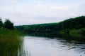 Green shore of the large lake