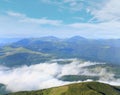 Summer cloudy mountain landscape (Ukraine, Carpathian Mountains Royalty Free Stock Photo