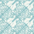 Aegean teal mottled flower linen texture background. Summer coastal living style 2 tone fabric effect. Sea green wash