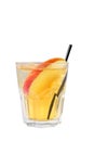 Summer cocktail with apple on isolated white background