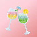 Summer cocktail in beautiful glasses with decorations