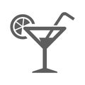 Summer cocktail drink in elegant glass line icon vector alcohol beverage pub, bar, nightclub Royalty Free Stock Photo