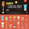 Summer cocktail party invitation and set of Royalty Free Stock Photo