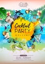 Summer Cocktail party poster design. Cocktail menu Royalty Free Stock Photo