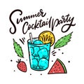 Summer Cocktail Party. Vector illustration. Isolated on white background Royalty Free Stock Photo