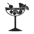 Summer cocktail vector icon.Black vector icon isolated on white background summer cocktail. Royalty Free Stock Photo