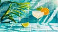 Summer Cocktail on Vibrant Blue Tiled Bar