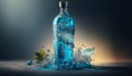 summer cocktail in a water splash bottle, light blue background, generative AI Royalty Free Stock Photo