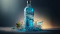 summer cocktail in a water splash bottle, light blue background, generative AI Royalty Free Stock Photo